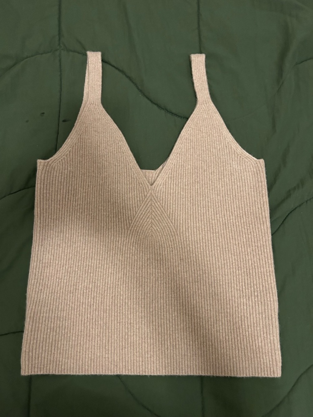 J. Crew Ribbed V-Neck Tank in Taupe